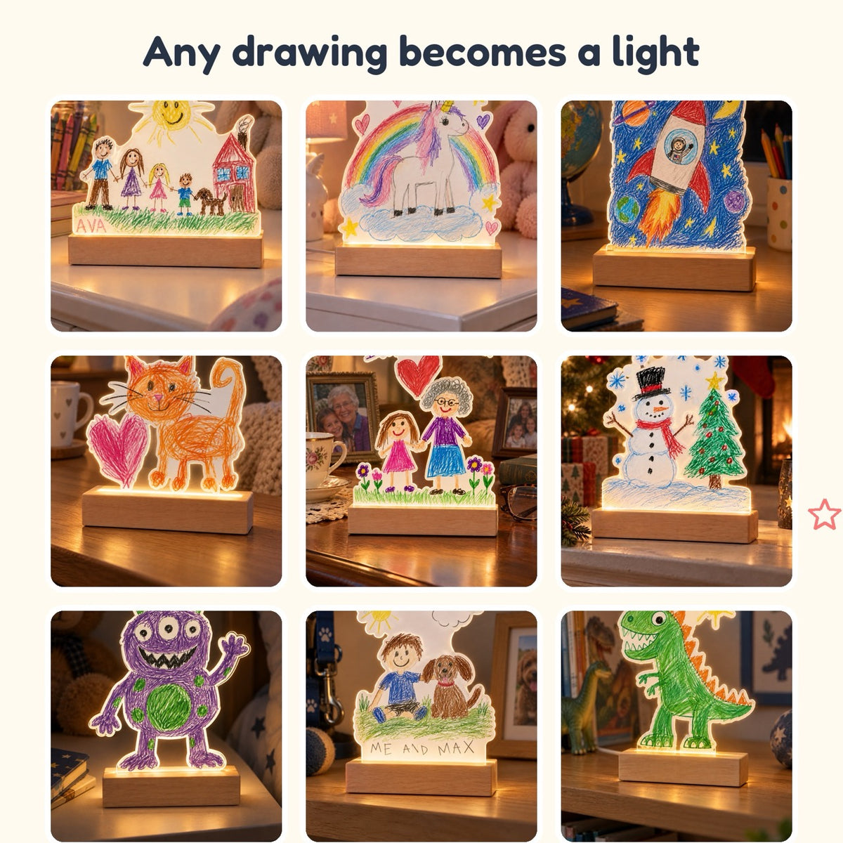 Kid Drawing Custom Night Light