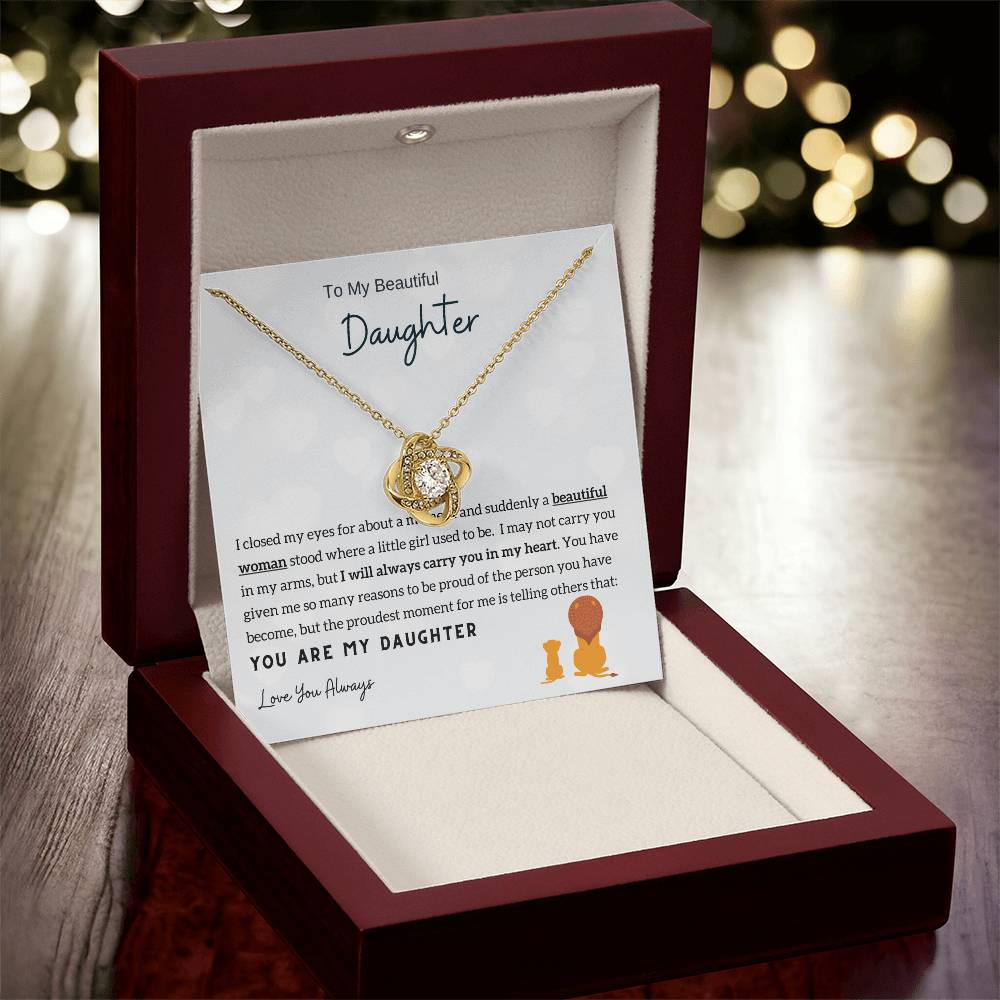 Gift From Dad , Daughter Necklace Gift from Dad, Daughter Necklace, 14k White Gold , Top Gift for Daughter ,Love Knot Neckace