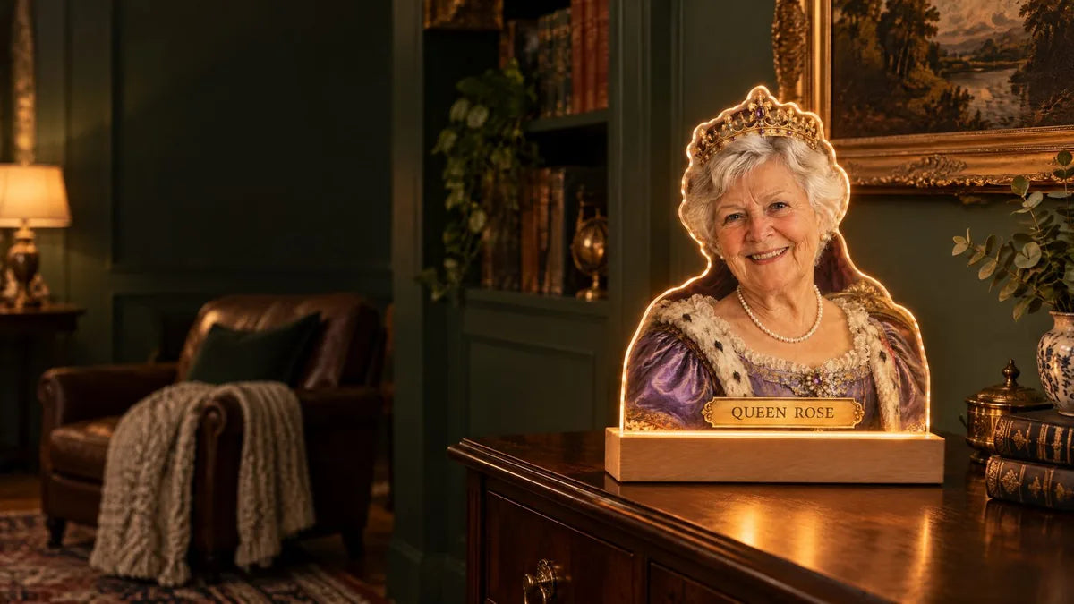 The royal portrait light glowing in the evening