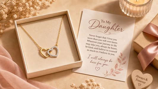 Delicate necklace with a heartfelt message card, representing meaningful jewelry gifts from Winnipeg