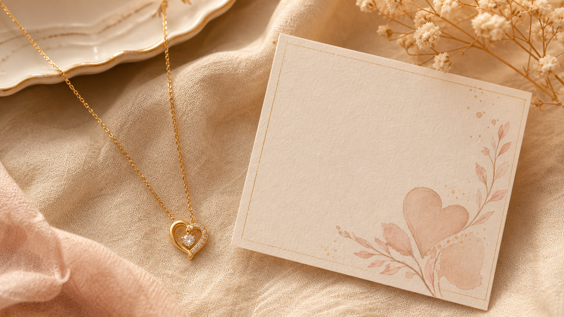 Elegant necklace with an emotional message card, symbolizing love and connection for when words are hard to say