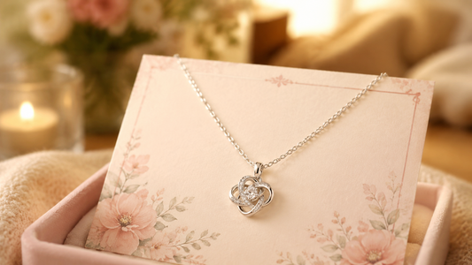 Silver necklace with an emotional message card, symbolizing unspoken feelings and family love.