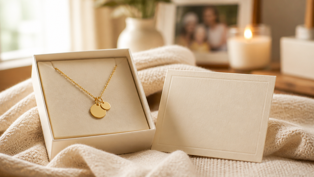 Personalized necklace with message card for Mother's Day