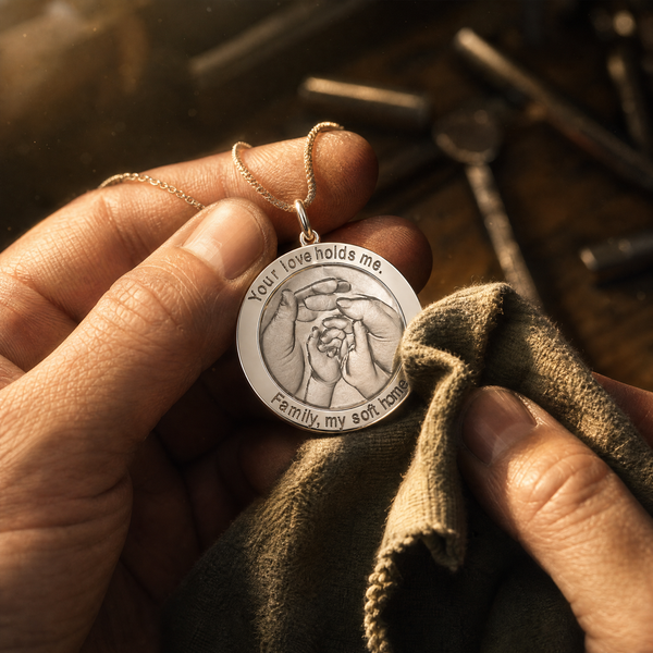 Carved Circle Personalized Necklace | Silver