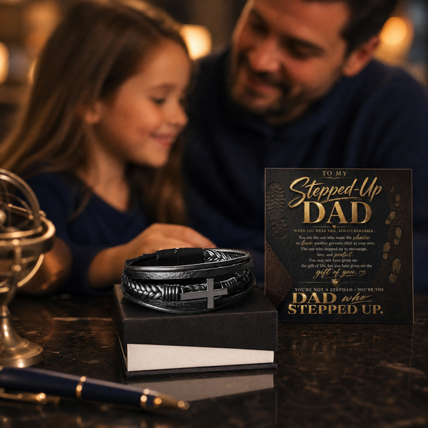 To My Stepped Up Dad, You're the DAD that STEPPED UP - Cross Bracelet
