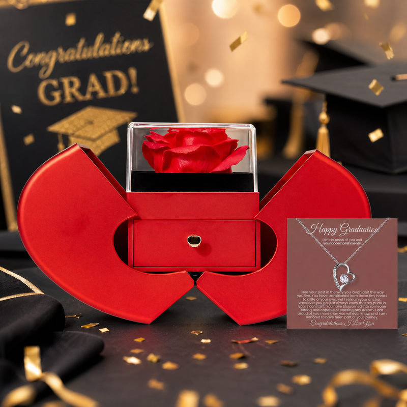 Happy Graduation, I am proud of you more than you will ever know - Red Heart Rose Box