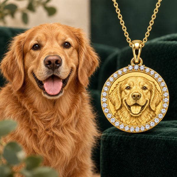 Carved Pet Pendant Necklace | 925 Silver - 18K Gold Plated