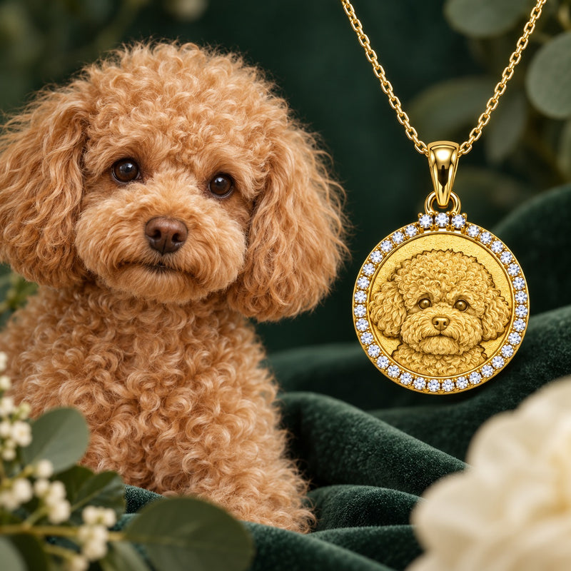 Carved Pet Pendant Necklace | 925 Silver - 18K Gold Plated