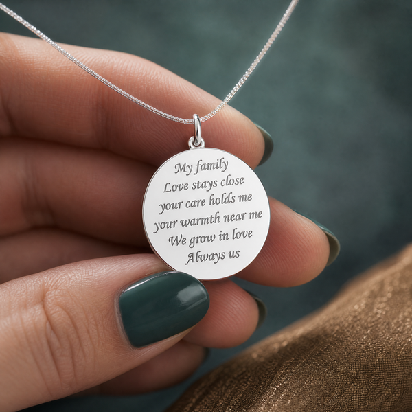 Carved Circle Personalized Necklace | Silver