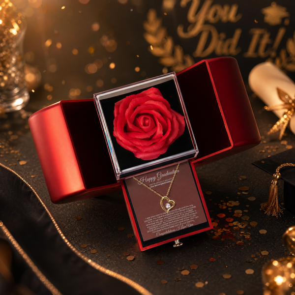 Happy Graduation, I am proud of you more than you will ever know - Red Heart Rose Box