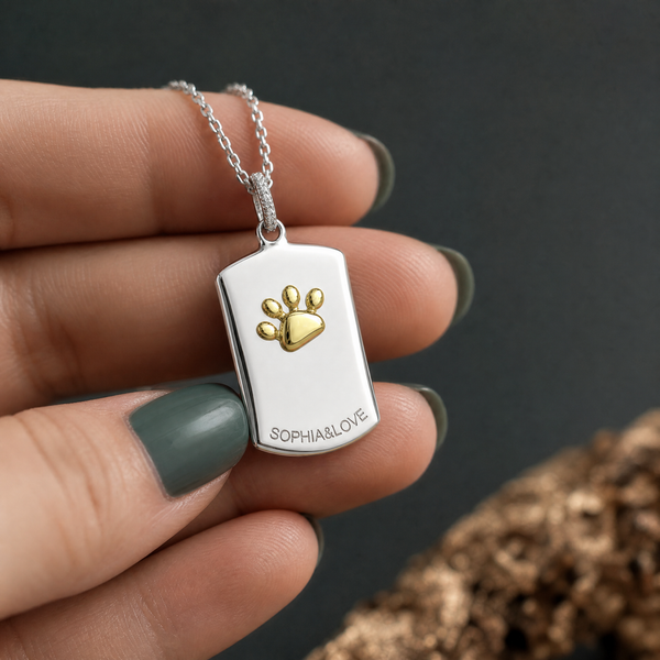 Custom Paw Squircle Necklace | 18K Gold Plated