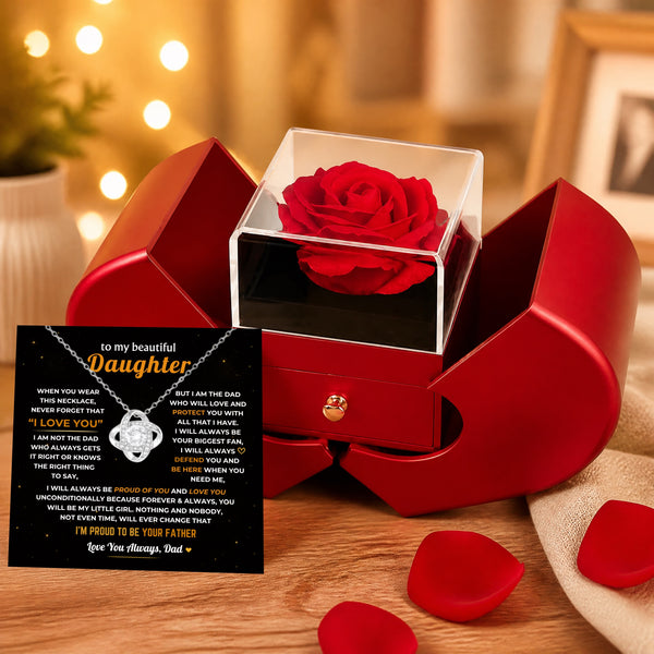 To My Daughter - Dad Will Always Be Here - Rose Box Love Knot