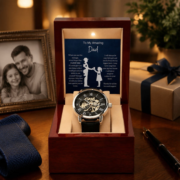 From Daughter To Amazing Dad - Openwork Mechanical Watch