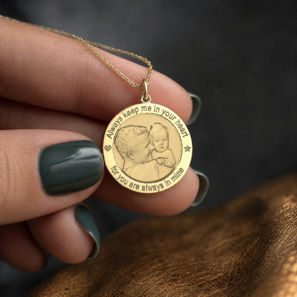 Carved Circle Personalized Necklace | Silver