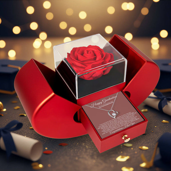 Happy Graduation, I am so proud of you and your accomplishments - Red Heart Rose Box