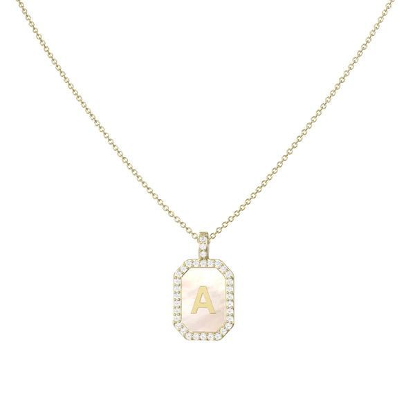 Zodiac Initial Gemstone Pendant Necklace | 18K Gold Plated