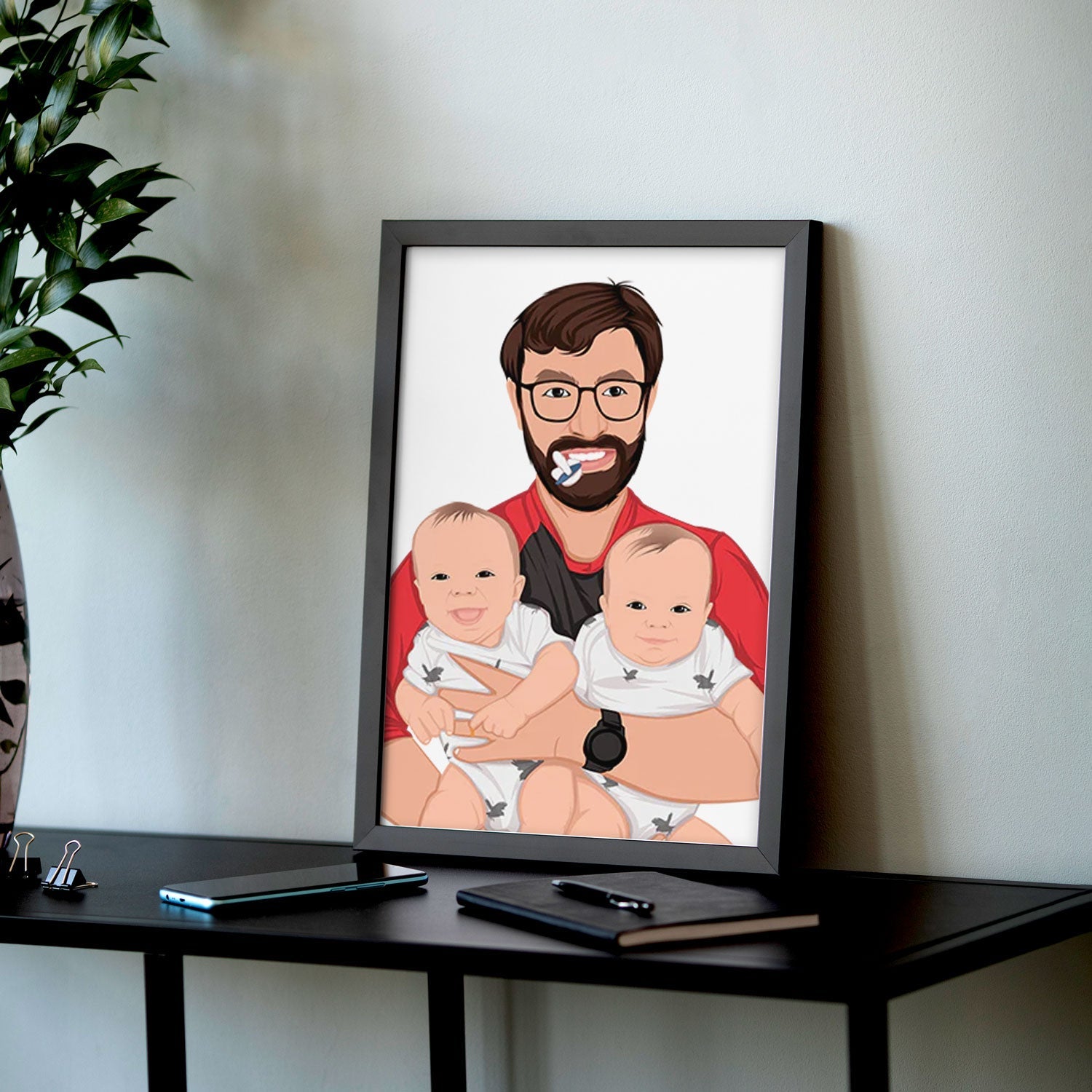 Custom Parent(s) and Kids Framed Portrait - Mother's & Father's Day Gift
