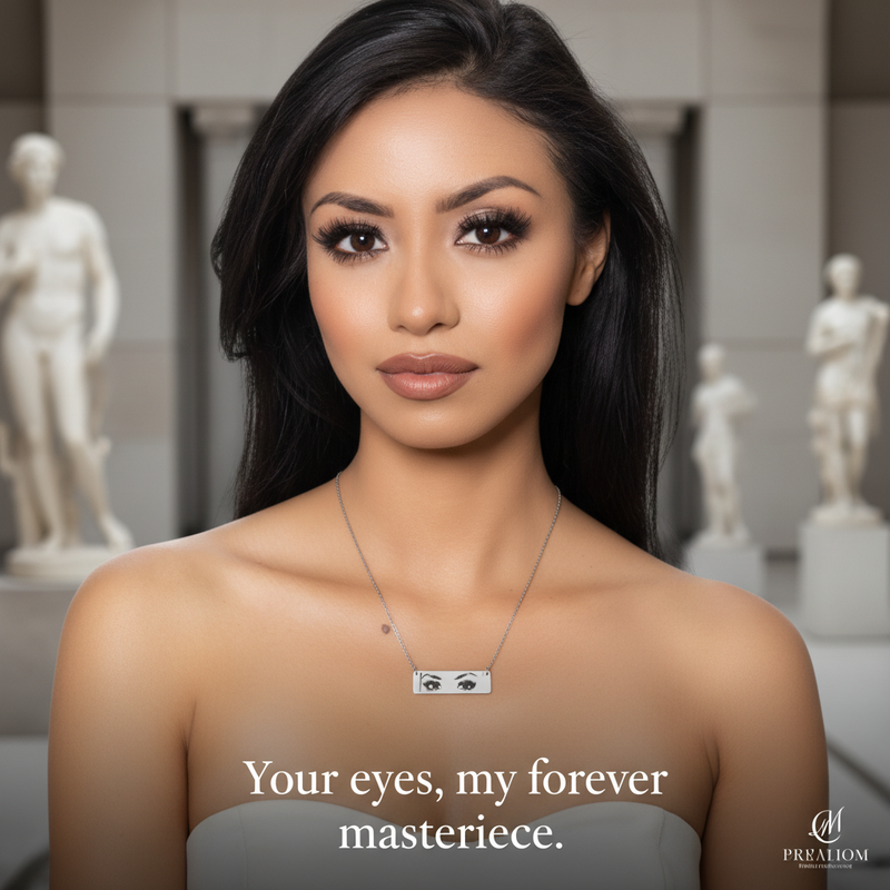 Engraving Eyes Horizontal Bar Necklace