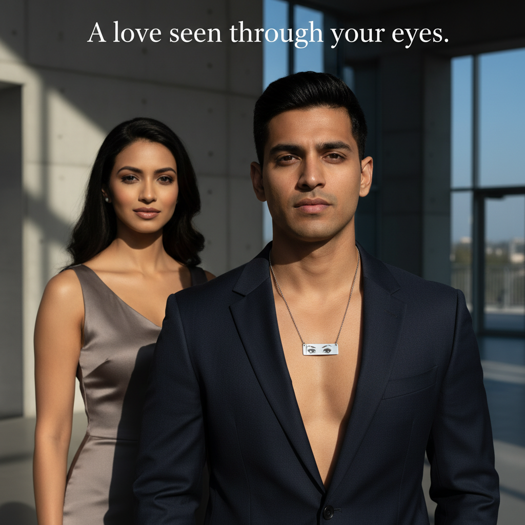 Engraving Eyes Horizontal Bar Necklace