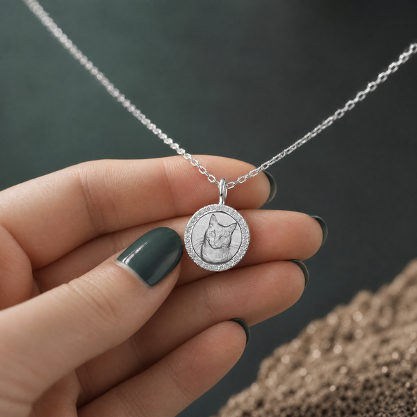 Carved Circle Personalized Necklace | Silver