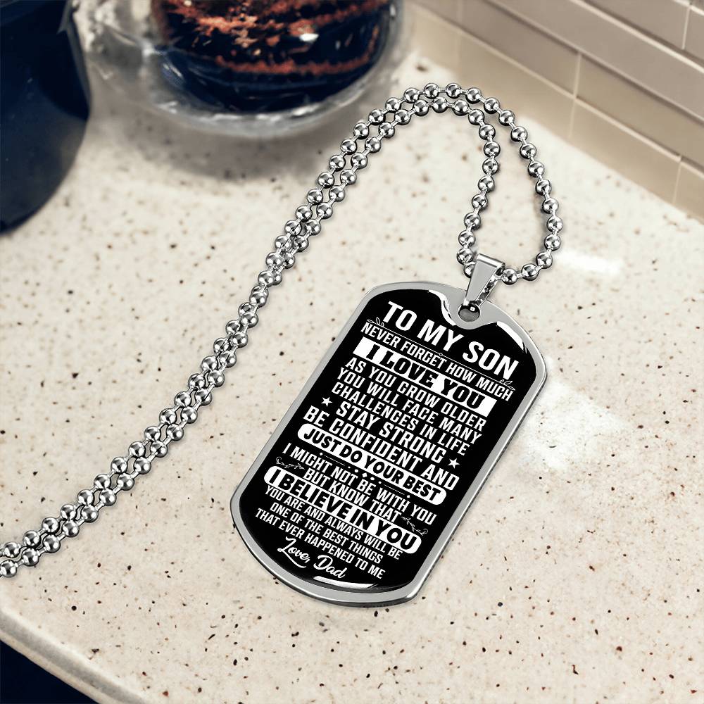To My Son From Dad Military Dog Tag Chain Never Forget How Much I Love You  