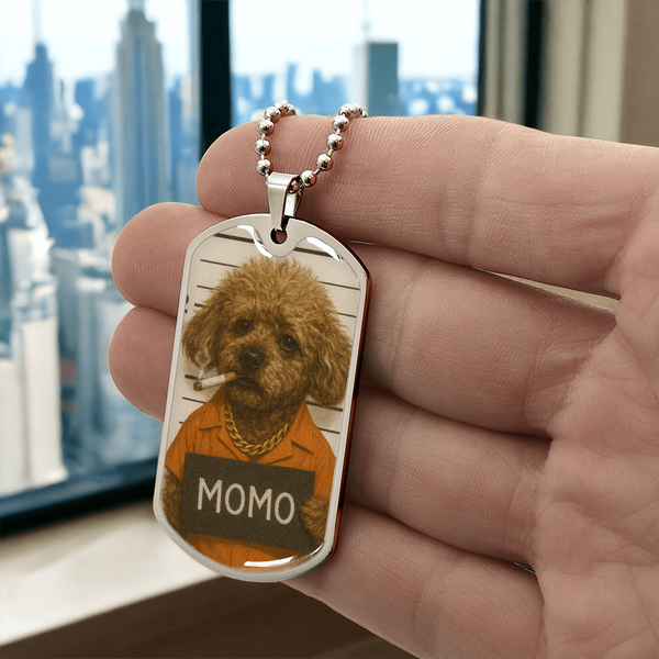 Pet Mugshot Dog Tag Keychain