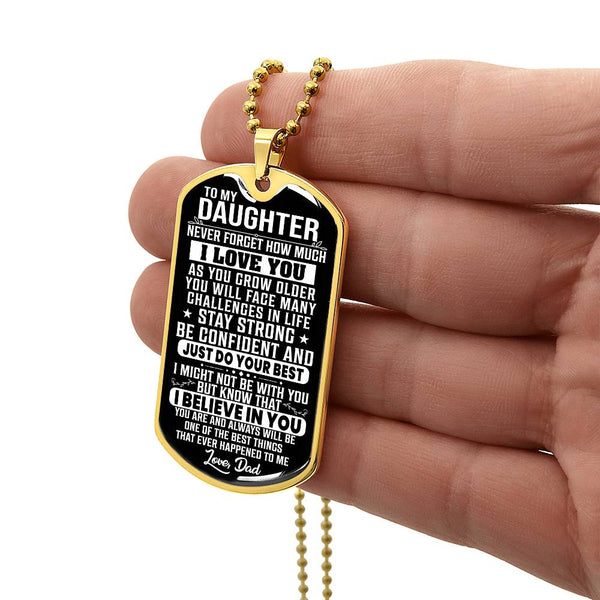 To My Daughter - Stay Strong - Dog Tag Necklace