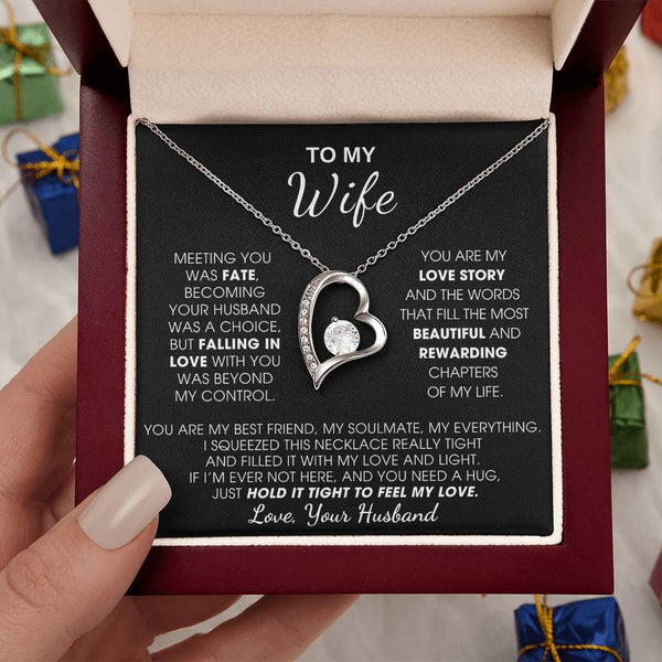 [ Only A Few Left ] To My Wife, Hold This Close To Feel My Love  - Forever Love Necklace