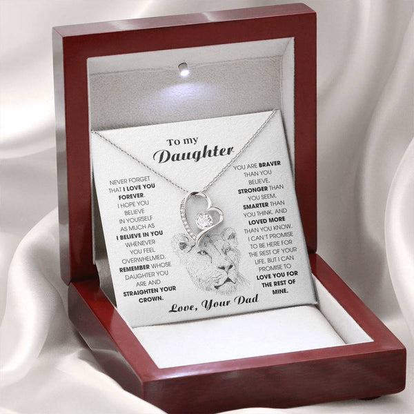 Daughter Gift, Daughter Necklace, 14k Sentimental Gift With Message Card & LED Box ,Lion