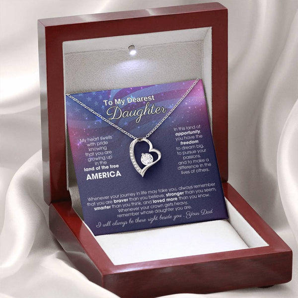 To My Daughter - America Land Of The Free - 4th of July Necklace [ Forever Love ]