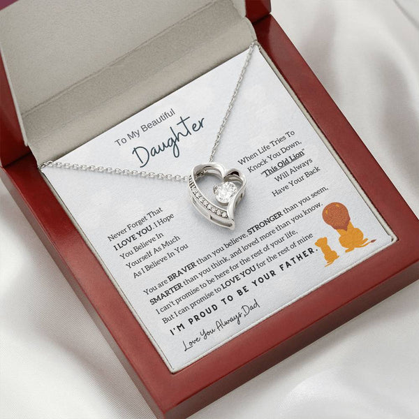 To My Beautiful Daughter, This Old Lion Will Always Have Your Back (Forever Love Necklace)