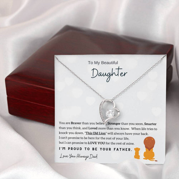 To My Beautiful Daughter, You Are Loved More Than You Know (Forever Love Necklace)