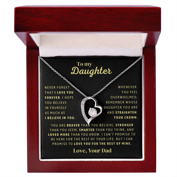 Gift From Dad, To My Daughter Necklace, Forever Love Necklace,  Daughter Jewelry, Heart Pendant