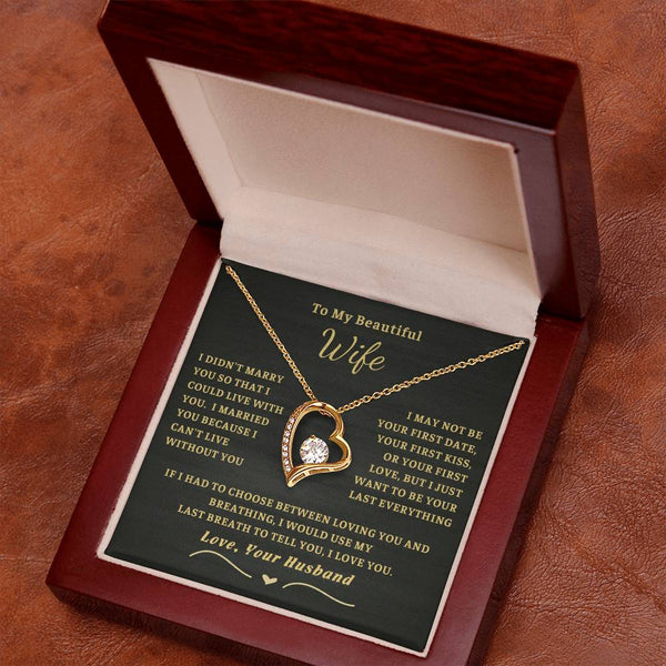 (Only a few left) To My Beautiful Wife - I can't live without you [ Forever love necklace ]