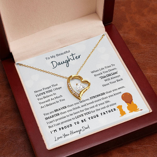 To My Beautiful Daughter, This Old Lion Will Always Have Your Back (Forever Love Necklace)