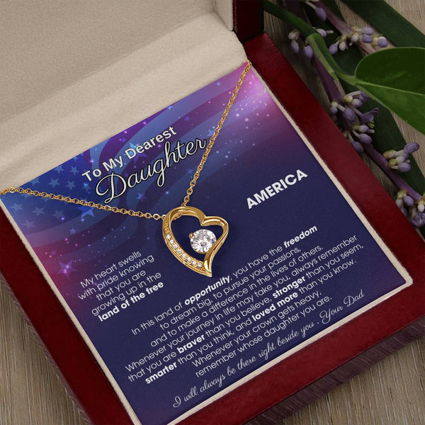 To My Daughter - America Land Of The Free - 4th of July Necklace [Almost Sold Out]