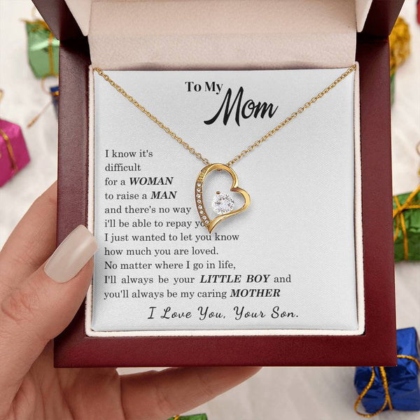 [ Few left only ]  To My Mom - I Love You Mother - Forever Love Necklace