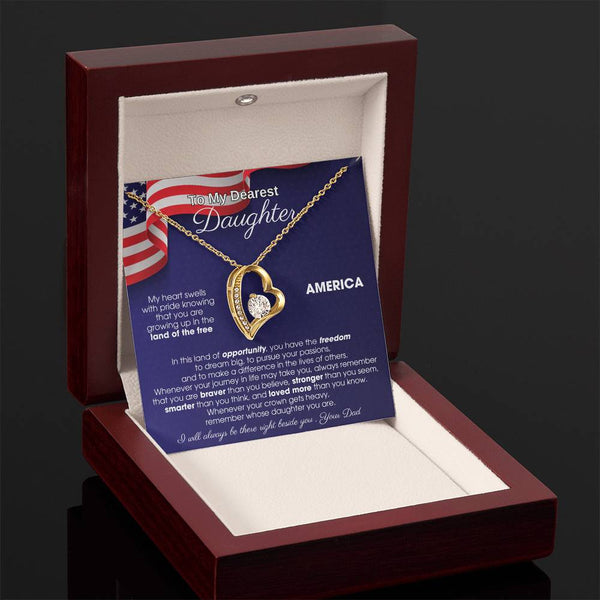 [Almost Sold Out] To My Daughter - America Land Of The Free Because Of The Brave - 4th of July Necklace