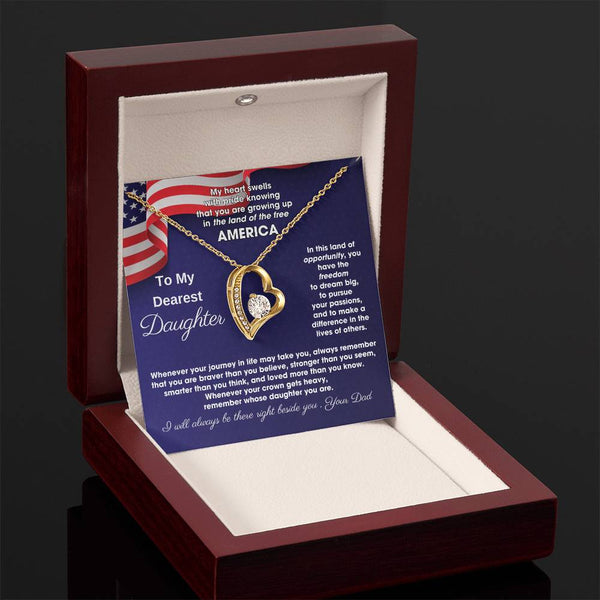 [ Few left only ] To My Daughter - America Land Of The Free Because Of The Brave - 4th of July Necklace