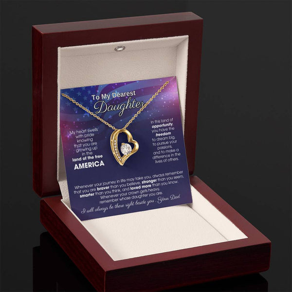 To My Daughter - America Land Of The Free - 4th of July Necklace [ Forever Love ]