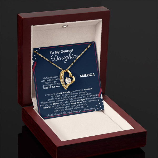 [Only a few left] To My Daughter - America Land Of The Free Because Of The Brave - 4th of July Necklace