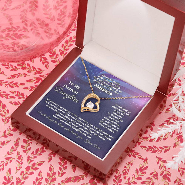 To My Daughter - America Land Of The Free Because Of The Brave - 4th of July Necklace