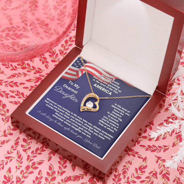 [ Few left only ] To My Daughter - America Land Of The Free Because Of The Brave - 4th of July Necklace