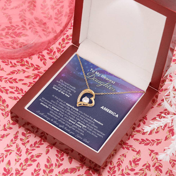 To My Daughter - America Land Of The Free - 4th of July Necklace [Almost Sold Out]