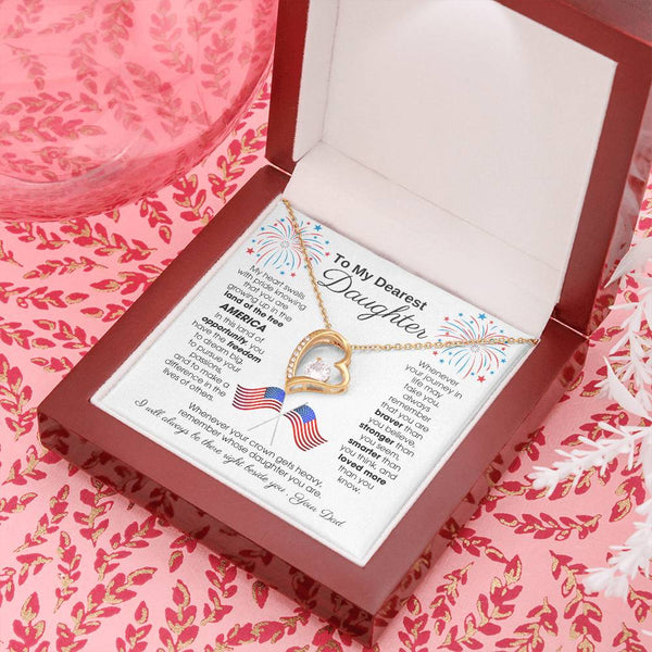 To My Daughter - America Land Of The Free - 4th of July Necklace