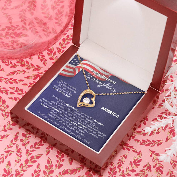 [Almost Sold Out] To My Daughter - America Land Of The Free Because Of The Brave - 4th of July Necklace