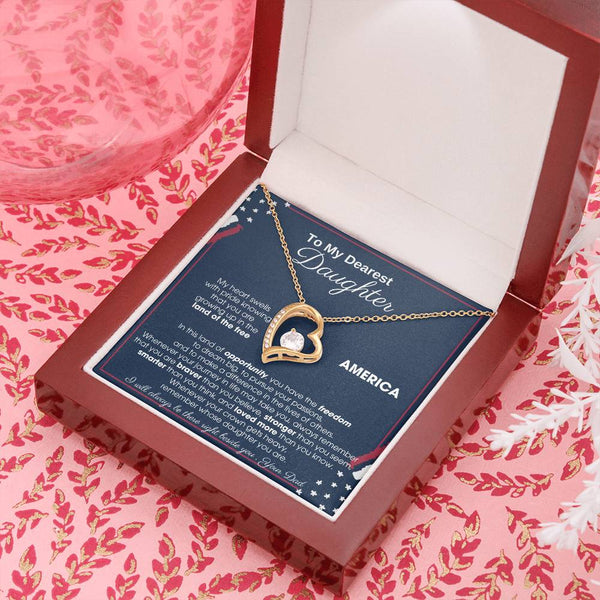 [Only a few left] To My Daughter - America Land Of The Free Because Of The Brave - 4th of July Necklace