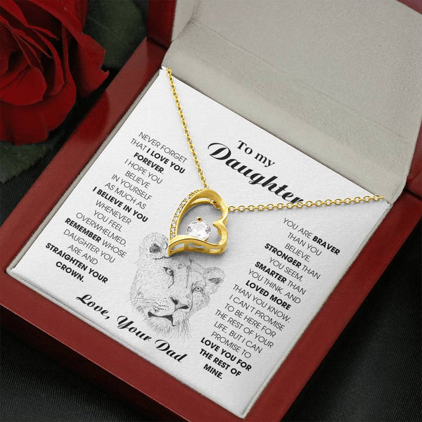 Daughter Gift, Daughter Necklace, 14k Sentimental Gift With Message Card & LED Box ,Lion