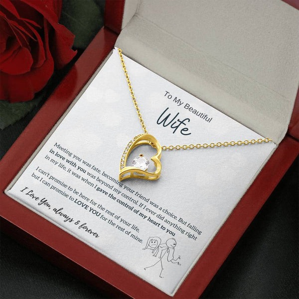 To My Beautiful Wife - I Was Right When I Gave The Control Of My Heart To You! (Only a Few Left) - Forever Love Necklace