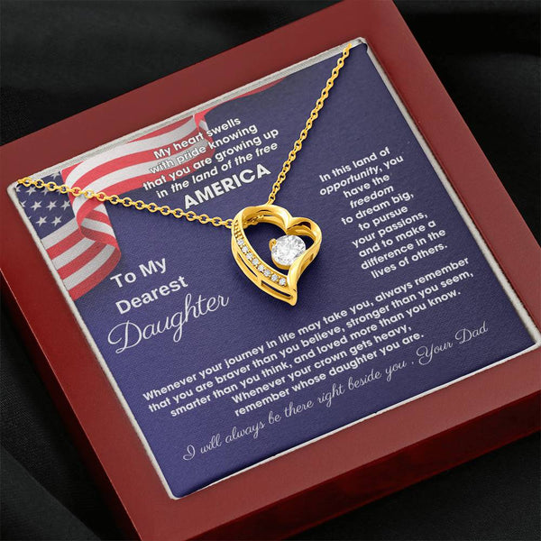 [ Few left only ] To My Daughter - America Land Of The Free Because Of The Brave - 4th of July Necklace